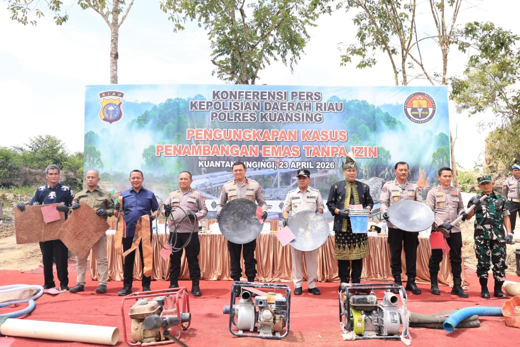 Polda Riau Ungkap Hasil Operasi PETI,  29 Kasus Terbongkar, 1.167 Rakit Tambang Ilegal Dimusnahkan