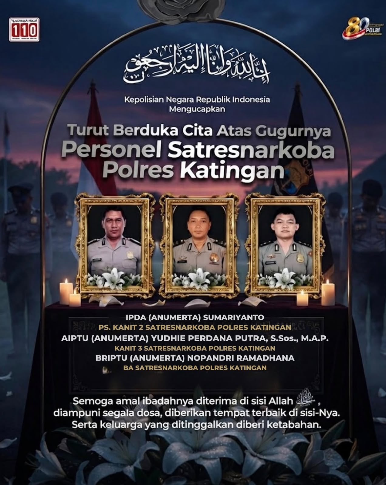 Gugur Saat Ungkap Kasus Narkoba di Katingan, 3 Personel Polri Terima Kenaikan Pangkat Luar Biasa Anumerta