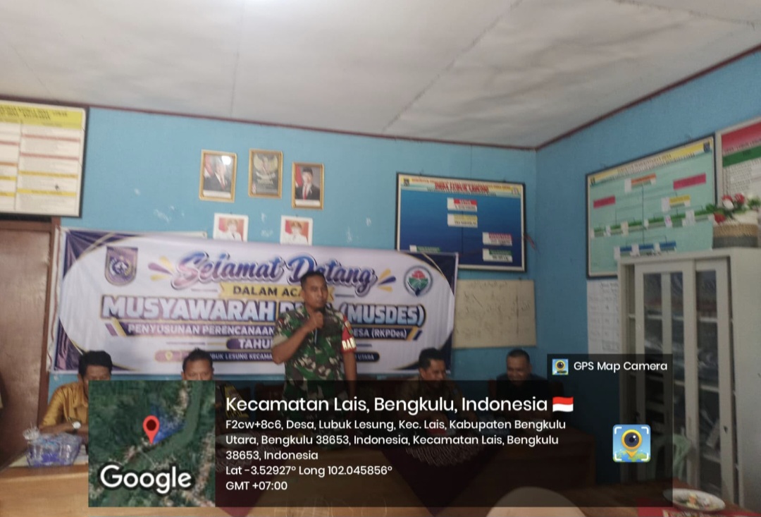 Babinsa Koramil 423-03/Lais Hadiri Musdes RKPDES Tahun Anggaran 2026 di Desa Lubuk Lesung