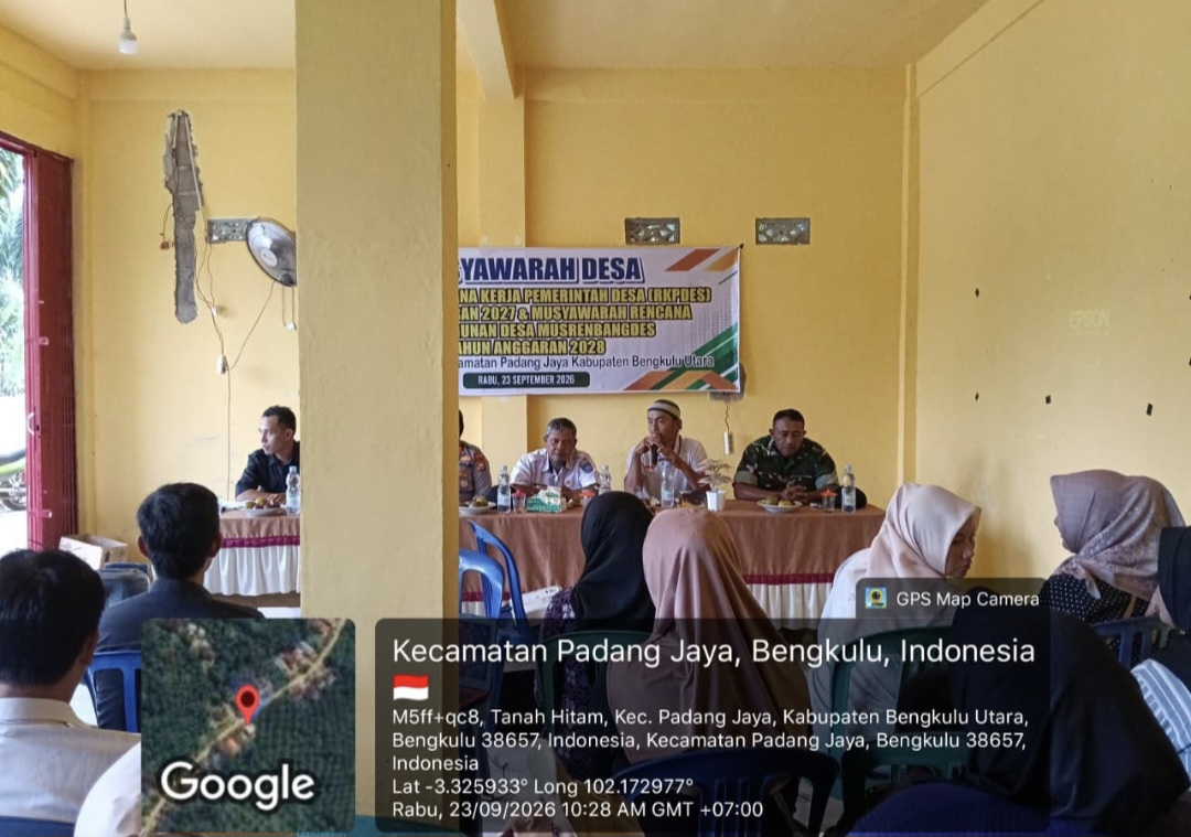 Babinsa Koramil 423-03/Lais Hadiri Penetapan RKPDes 2027 dan Musrenbangdes 2028 Desa Tanah Hitam